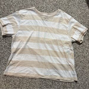 American Eagle Outfitters Beige and White Striped Tee